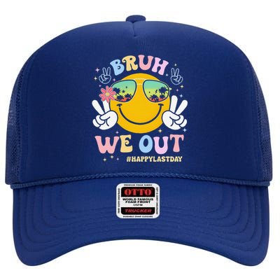 Bruh We Out Happy Last Day Of School Teacher Boy Girl Summer High Crown Mesh Back Trucker Hat