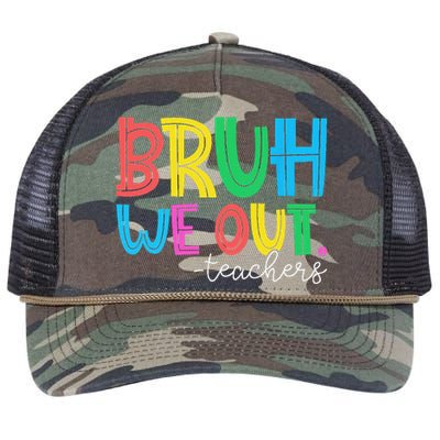 Bruh We Out Teachers Summer Last Day Of School Retro Rope Trucker Hat Cap