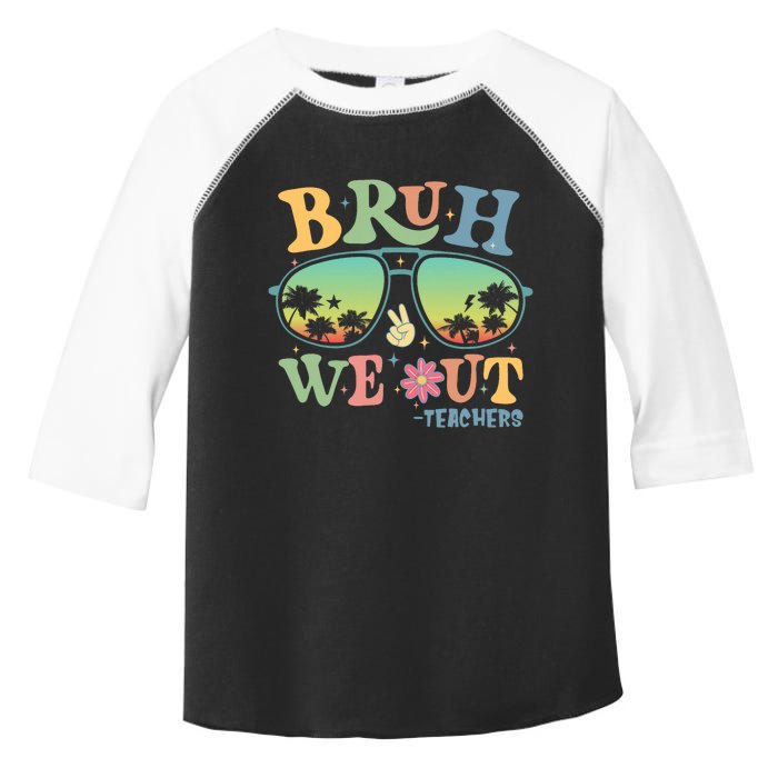 Bruh We Out Teachers Groovy Retro Happy Last Day Of School Toddler Fine Jersey T-Shirt