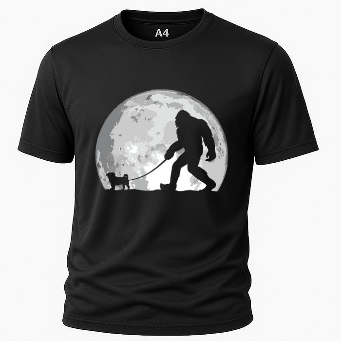 Bigfoot Walks Pug Funny Pug Funny Bigfoot Pug Lover Pug Cooling Performance Crew T-Shirt