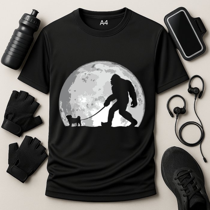 Bigfoot Walks Pug Funny Pug Funny Bigfoot Pug Lover Pug Cooling Performance Crew T-Shirt