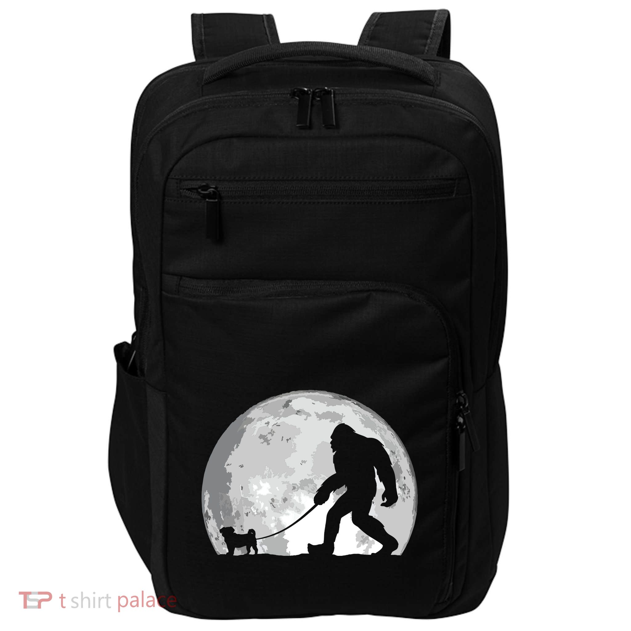 Bigfoot Walks Pug Funny Pug Funny Bigfoot Pug Lover Pug Impact Tech Backpack
