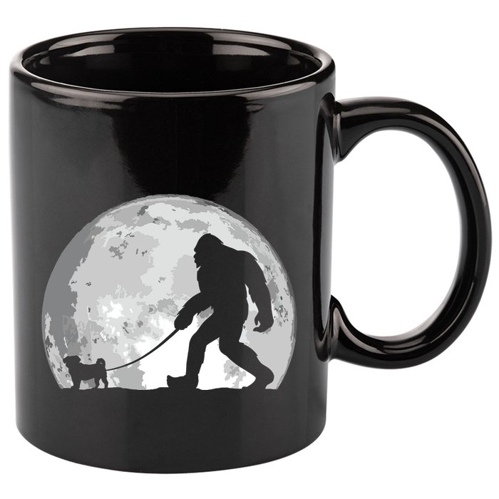 Bigfoot Walks Pug Funny Pug Funny Bigfoot Pug Lover Pug 11oz C Handle Ceramic Mug