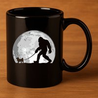 Bigfoot Walks Pug Funny Pug Funny Bigfoot Pug Lover Pug 11oz C Handle Ceramic Mug