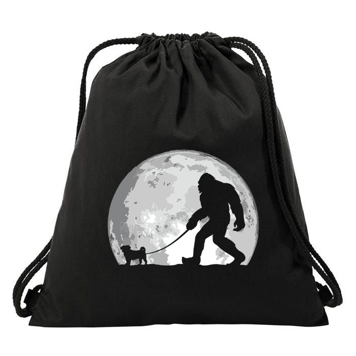 Bigfoot Walks Pug Funny Pug Funny Bigfoot Pug Lover Pug Drawstring Bag