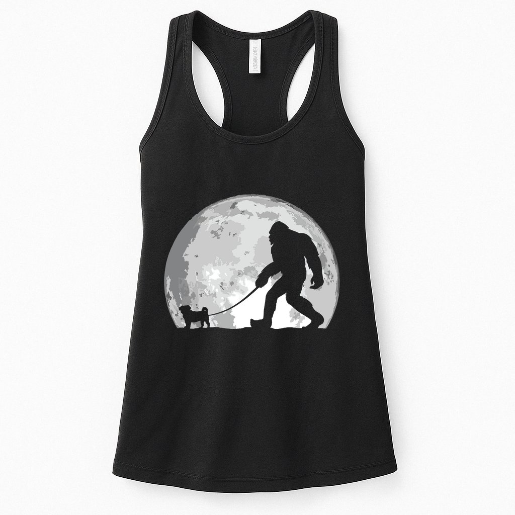 Bigfoot Walks Pug Funny Pug Funny Bigfoot Pug Lover Pug Womens Tank Top