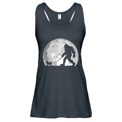 Bigfoot Walks Pug Funny Pug Funny Bigfoot Pug Lover Pug Ladies Essential Flowy Tank