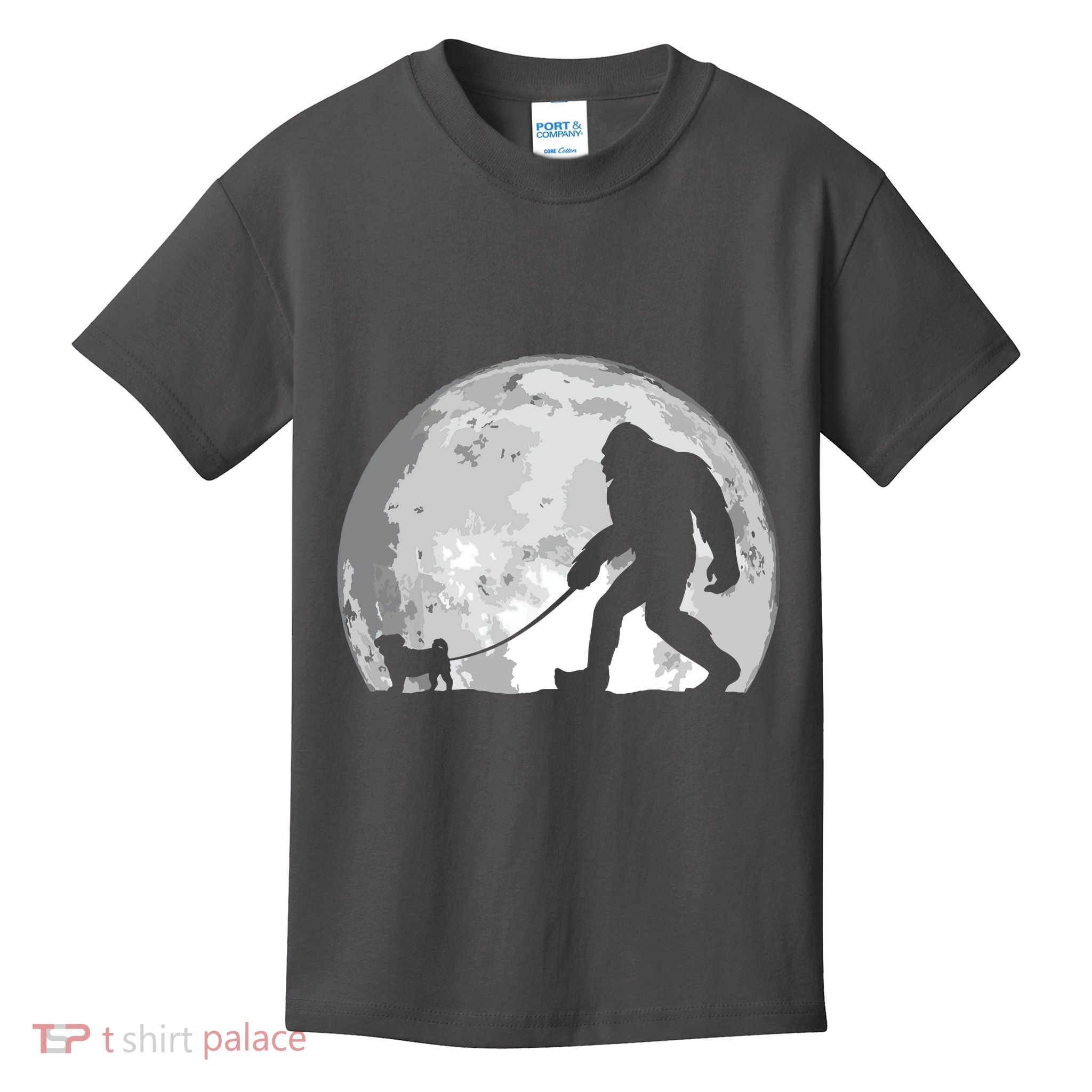 Bigfoot Walks Pug Funny Pug Funny Bigfoot Pug Lover Pug Kids T-Shirt