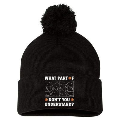 Basketball What Part Of Don't You Understand Funny quote Pom Pom 12in Knit Beanie