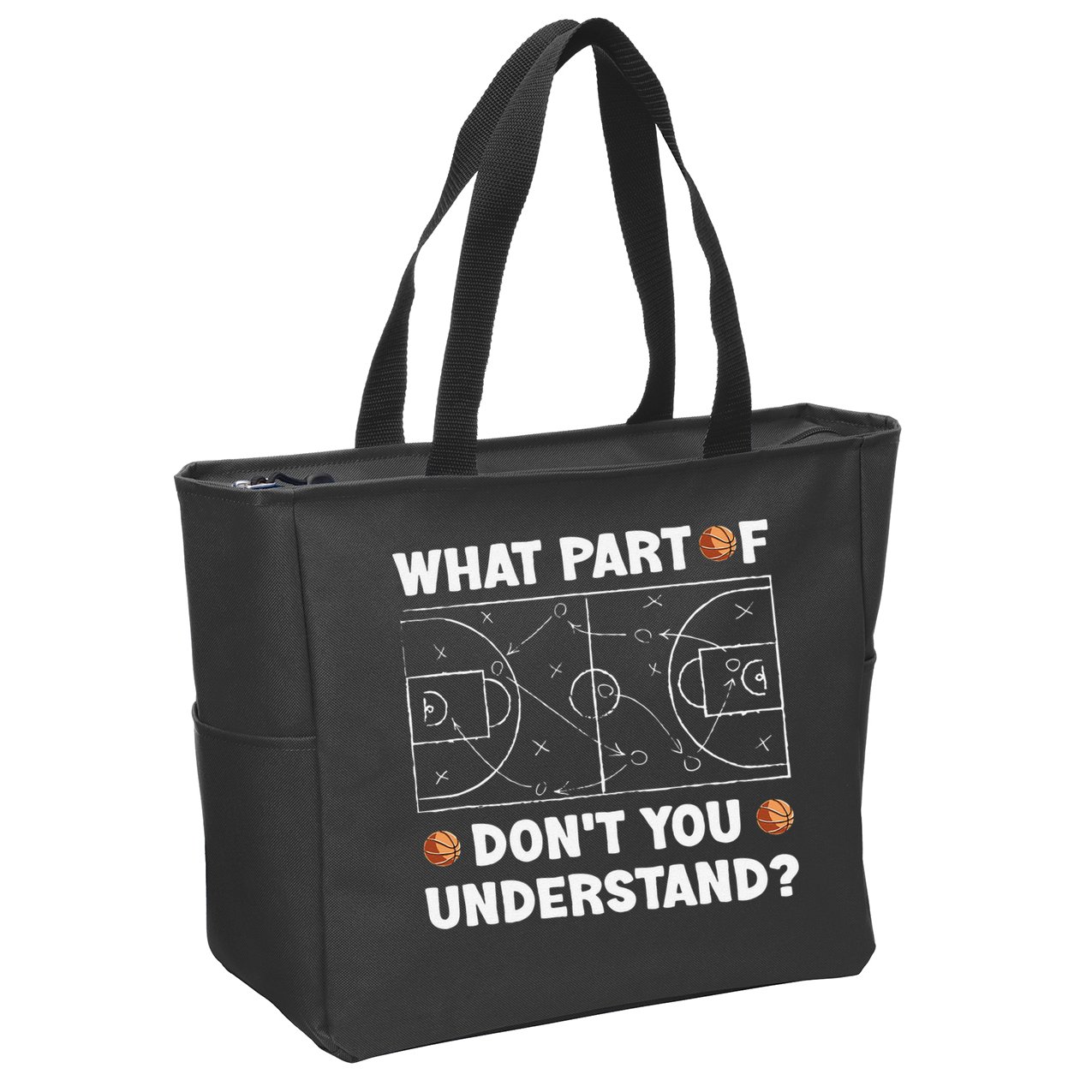 Basketball What Part Of Don't You Understand Funny quote Zip Tote Bag