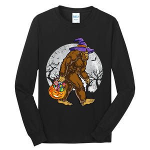 Bigfoot Witch Pumpkin Halloween Girls Women Sasquatch Lovers Tall Long Sleeve T-Shirt