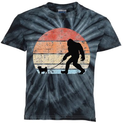 Bigfoot Walking Pug Funny Pug Pug Lover Funny Bigfoot Kids Tie-Dye T-Shirt