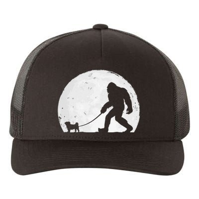 Bigfoot Walks Pug Funny Pug Funny Bigfoot Pug Lover Pug Yupoong Adult 5-Panel Trucker Hat