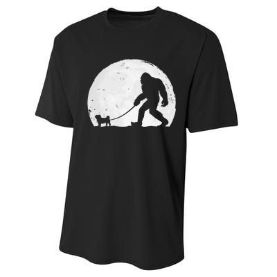 Bigfoot Walks Pug Funny Pug Funny Bigfoot Pug Lover Pug Performance Sprint T-Shirt