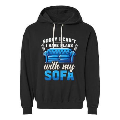 Binge Watching Plans With My Sofa Watching Tv Series Garment-Dyed Fleece Hoodie