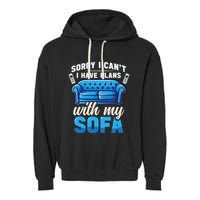 Binge Watching Plans With My Sofa Watching Tv Series Garment-Dyed Fleece Hoodie