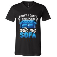 Binge Watching Plans With My Sofa Watching Tv Series V-Neck T-Shirt