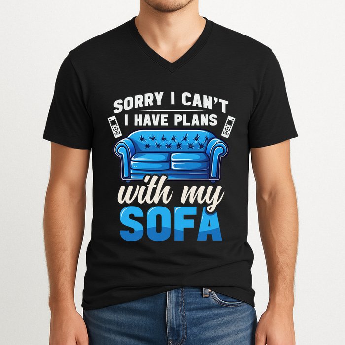 Binge Watching Plans With My Sofa Watching Tv Series V-Neck T-Shirt