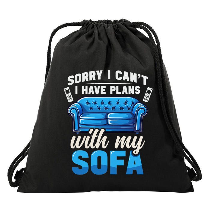 Binge Watching Plans With My Sofa Watching Tv Series Drawstring Bag
