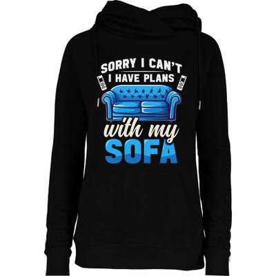 Binge Watching Plans With My Sofa Watching Tv Series Womens Funnel Neck Pullover Hood