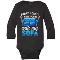 Binge Watching Plans With My Sofa Watching Tv Series Baby Long Sleeve Bodysuit