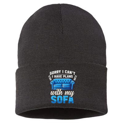Binge Watching Plans With My Sofa Watching Tv Series Sustainable Knit Beanie