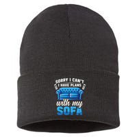 Binge Watching Plans With My Sofa Watching Tv Series Sustainable Knit Beanie