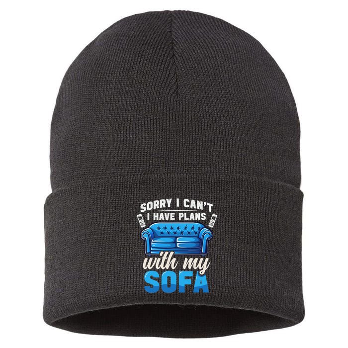 Binge Watching Plans With My Sofa Watching Tv Series Sustainable Knit Beanie