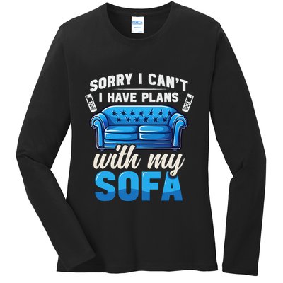 Binge Watching Plans With My Sofa Watching Tv Series Ladies Long Sleeve Shirt