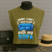 Binge Watching Plans With My Sofa Watching Tv Series Garment-Dyed Women's Muscle Tee