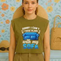 Binge Watching Plans With My Sofa Watching Tv Series Garment-Dyed Women's Muscle Tee