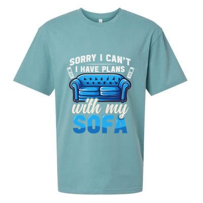 Binge Watching Plans With My Sofa Watching Tv Series Sueded Cloud Jersey T-Shirt