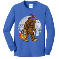 Bigfoot Witch Pumpkin Halloween Sasquatch Lovers Kids Long Sleeve Shirt