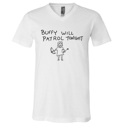 Buffy Will Patrol Tonight V-Neck T-Shirt