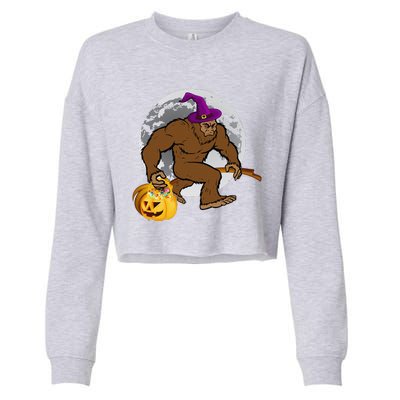 Bigfoot Witch Pumpkin Halloween Gifts WoSasquatch Lover Cropped Pullover Crew