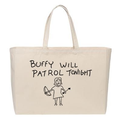 Buffy Will Patrol Tonight Cotton Canvas Jumbo Tote