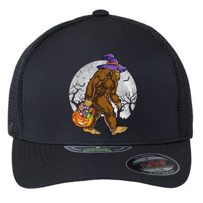 Bigfoot Witch Pumpkin Halloween Girlls WoSasquatch Lovers Flexfit Unipanel Trucker Cap