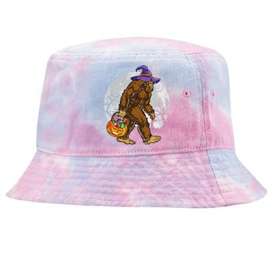 Bigfoot Witch Pumpkin Halloween Girlls WoSasquatch Lovers Tie-Dyed Bucket Hat