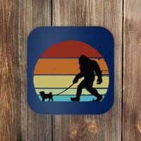 Bigfoot Walking Pug Funny Pug Pug Lover Funny Bigfoot Coaster