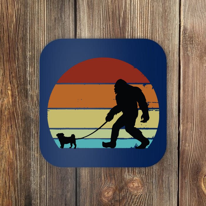 Bigfoot Walking Pug Funny Pug Pug Lover Funny Bigfoot Coaster