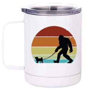 Bigfoot Walking Pug Funny Pug Pug Lover Funny Bigfoot 12 oz Stainless Steel Tumbler Cup