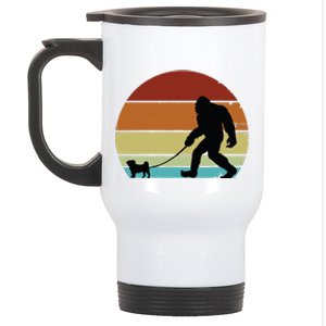 Bigfoot Walking Pug Funny Pug Pug Lover Funny Bigfoot Stainless Steel Travel Mug