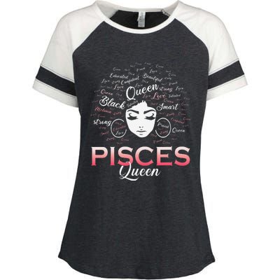 Black Wo Pisces Queen March Birthday Enza Ladies Jersey Colorblock Tee