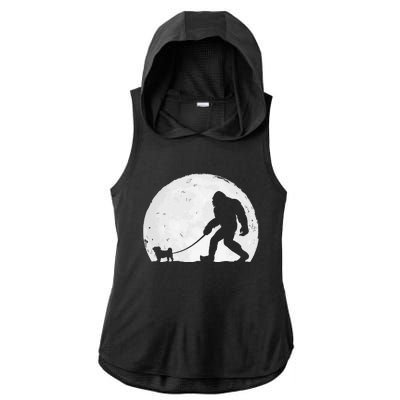 Bigfoot Walks Pug Funny Pug Funny Bigfoot Pug Lover Pug Ladies PosiCharge Tri-Blend Wicking Draft Hoodie Tank