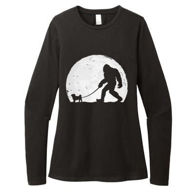 Bigfoot Walks Pug Funny Pug Funny Bigfoot Pug Lover Pug Womens CVC Long Sleeve Shirt