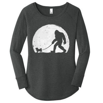 Bigfoot Walks Pug Funny Pug Funny Bigfoot Pug Lover Pug Women's Perfect Tri Tunic Long Sleeve Shirt