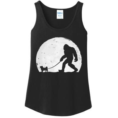 Bigfoot Walks Pug Funny Pug Funny Bigfoot Pug Lover Pug Ladies Essential Tank