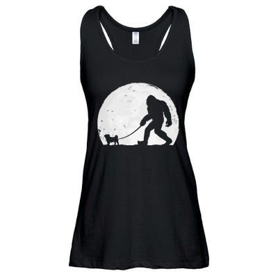 Bigfoot Walks Pug Funny Pug Funny Bigfoot Pug Lover Pug Ladies Essential Flowy Tank