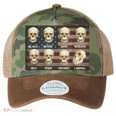 Black White Patriot Liberal Skulls Legacy Tie Dye Trucker Hat
