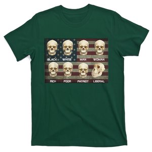 Black White Patriot Liberal Skulls T-Shirt